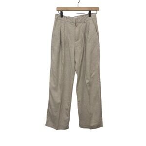 Gap 365 High Rise Linen Blend Trouser Pants Beige Pleated Straight Leg Womens 4